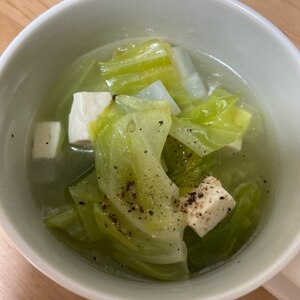 春キャベツと豆腐の味噌スープ♪